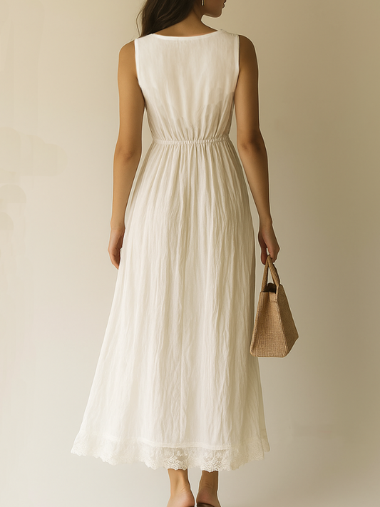 Bohemian Embroidered Sleeveless Chiffon Maxi Dress