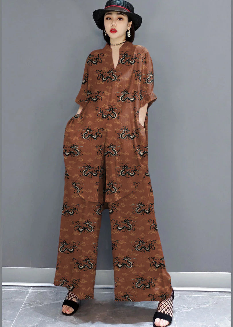 Boho Rotes Peter Pan Kragen Hemd weite Beinhose Satin Zweiteiler Set Frühling