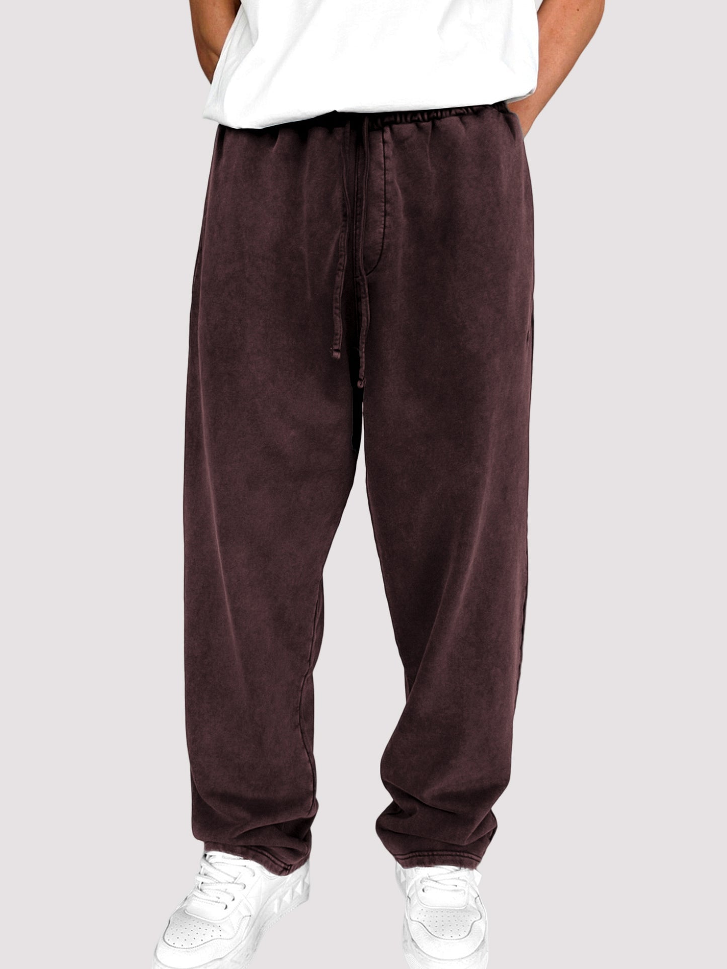 Men's Distressed Vintage Stylish Textured Washed Drawstring Trousers