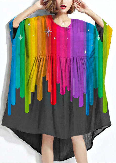 Neue schwarze Chiffon-Kleider Plus Size Kleidung Leinen Maxi-Kleid feine hohe Taille Fledermausärmel Kleidung