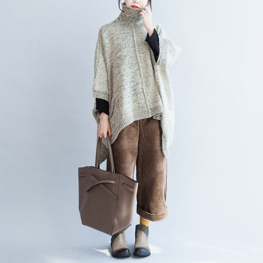 2024 Herbstmode Baumwoll-Strickpullover Übergröße Fledermausärmel Pullover mit großem Saum
