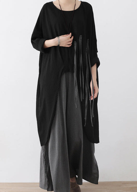 2024 Herbsthose mit weitem Bein, super lockere Leinenhose, lässig, elastische Taille, übergroß