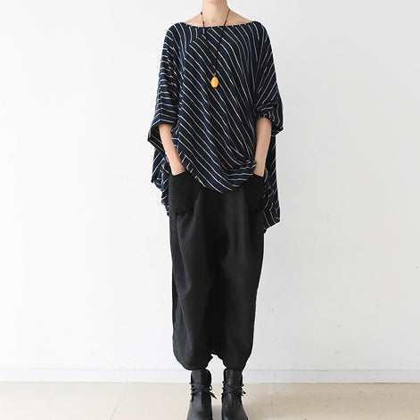 2024 Herbst O-Form Streifenkleider Plus Size Baumwollkleid Kaftanhemden