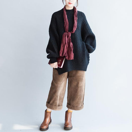 2024 herbst neue schwarz baumwolle pullover plus größe mode langarm stricken pullover