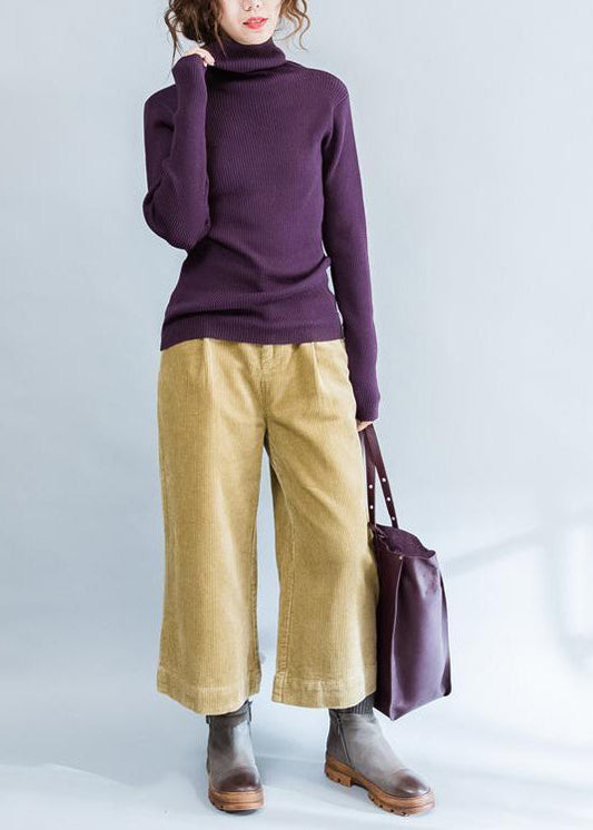 Lilafarbener, lässiger Pullover aus Baumwollstrick im Herbst 2024 in Übergröße