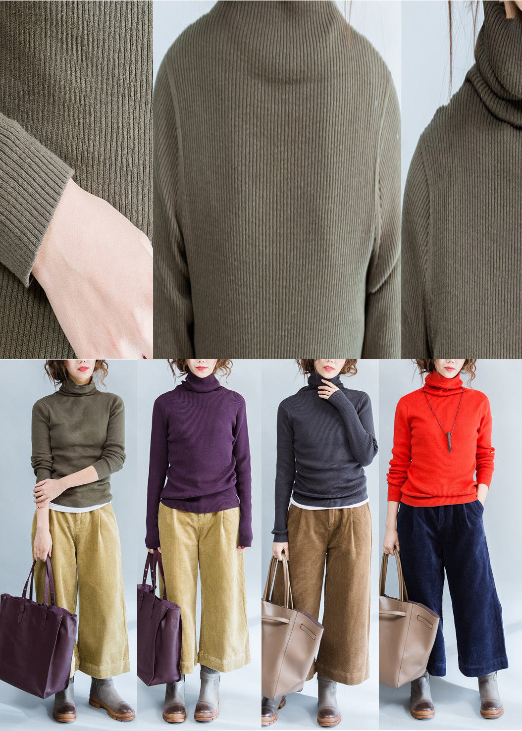 Lilafarbener, lässiger Pullover aus Baumwollstrick im Herbst 2024 in Übergröße
