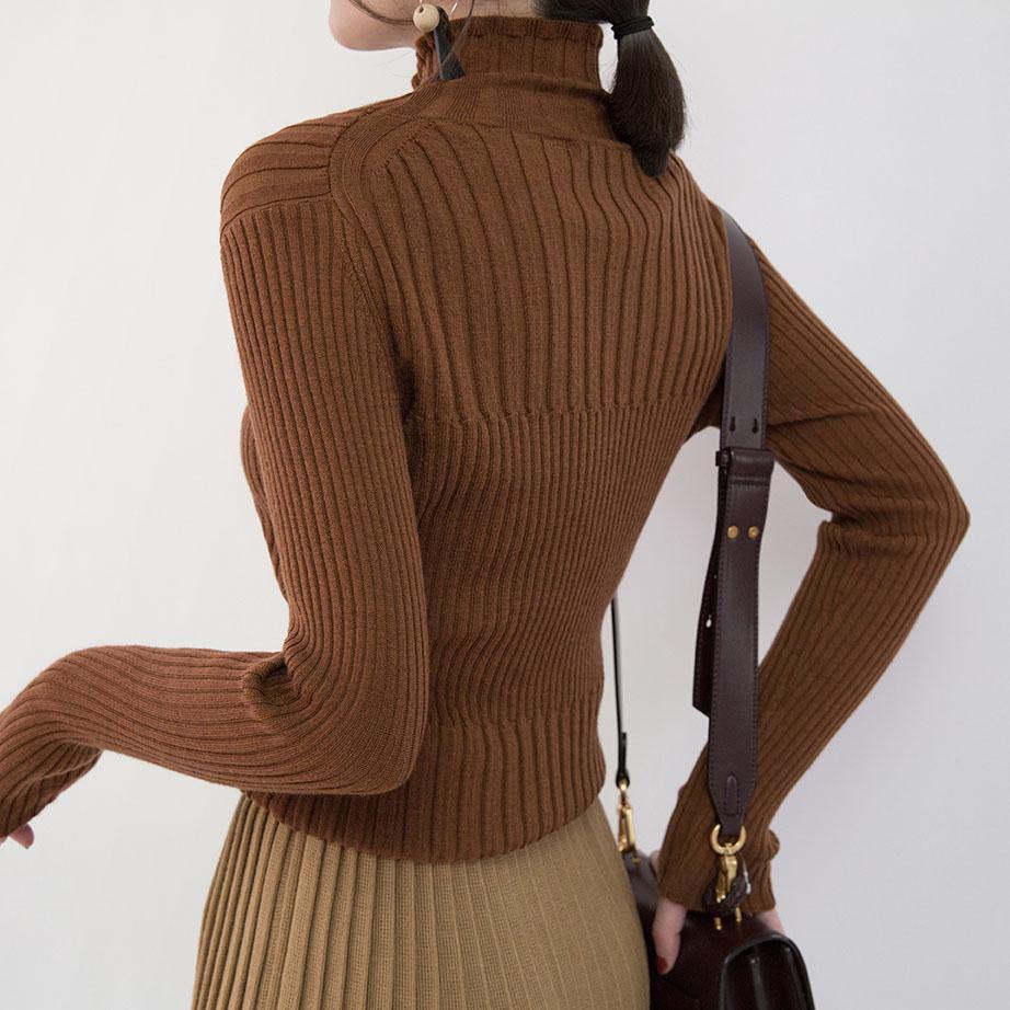 2019 chocolate cozy sweater plus size high neck sweaters New sweater - SooLinen