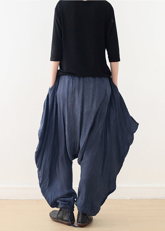 2019 original design black women's cotton and linen oversized wide-leg pants