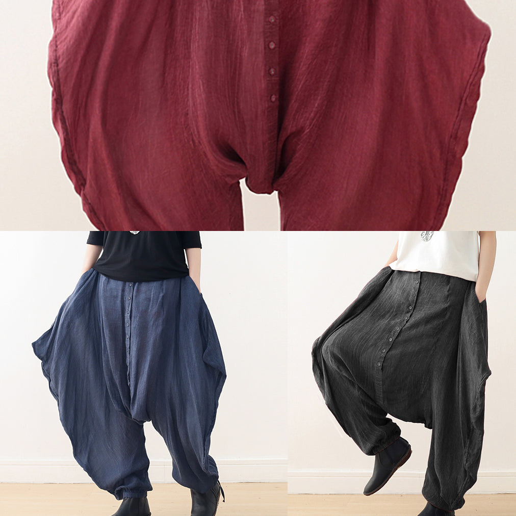 2019 original design black women's cotton and linen oversized wide-leg pants