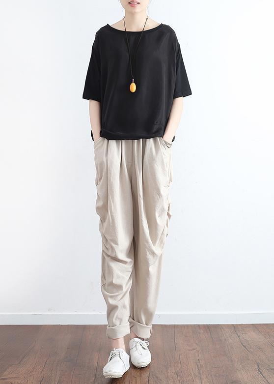 2024 summer new original design cotton linen loose Harlan wide-leg hanging large size feet trousers