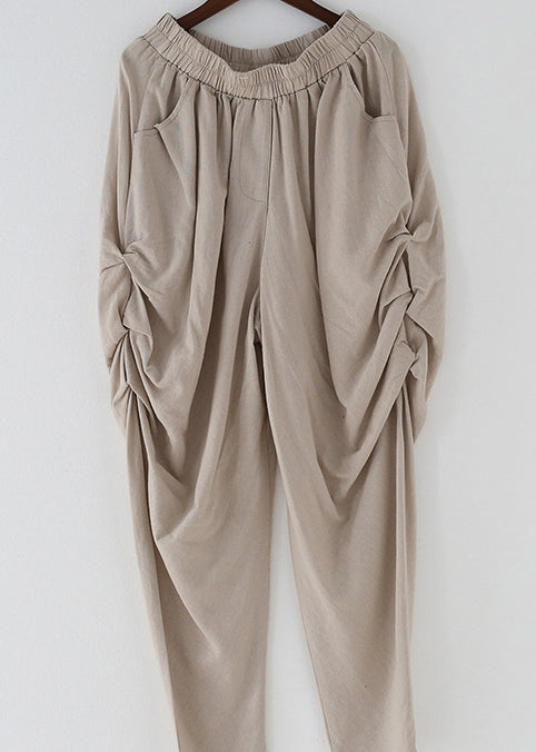 2024 summer new original design cotton linen loose Harlan wide-leg hanging large size feet trousers