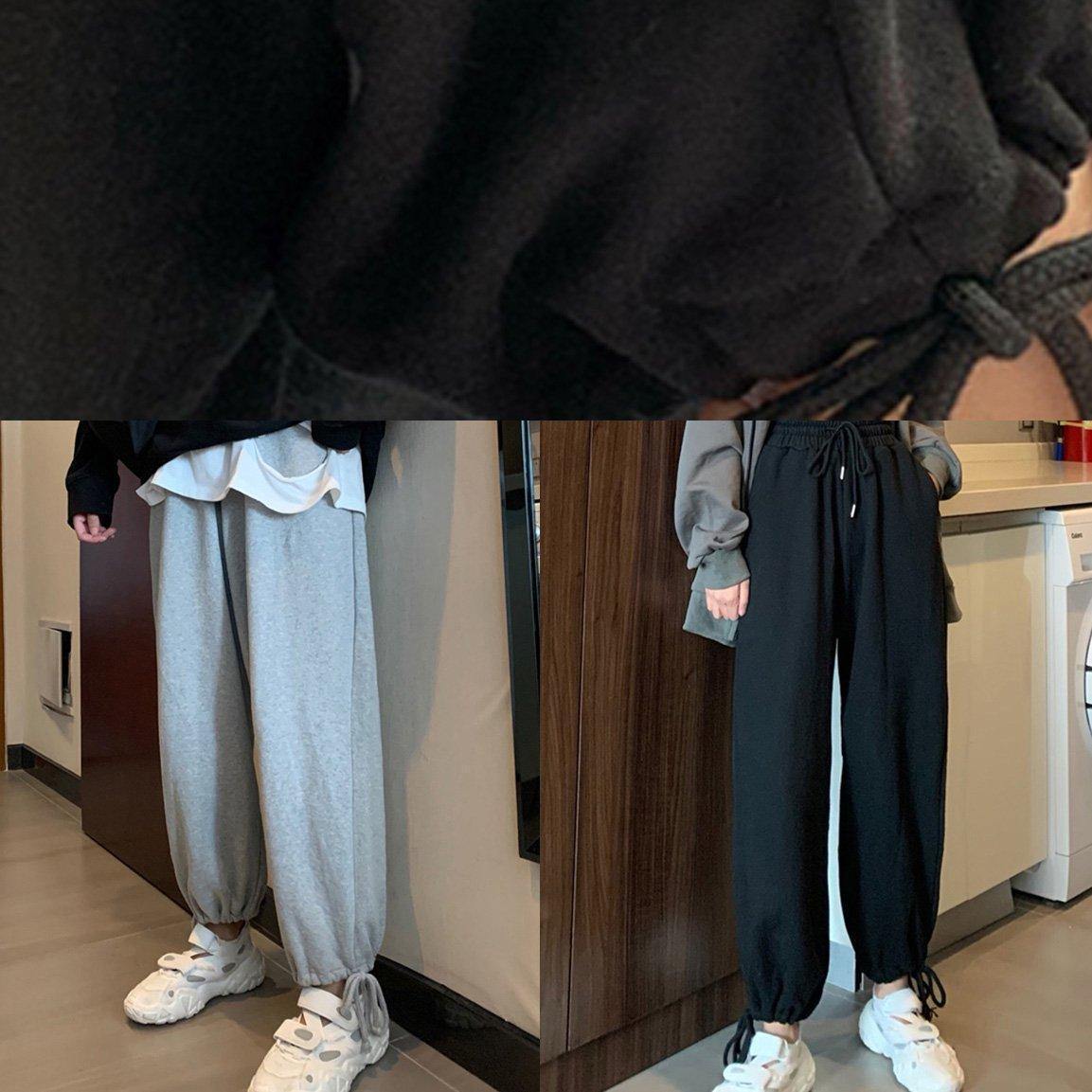 2019 winter casual beam gray pants plus size elastic waist harem pants - SooLinen