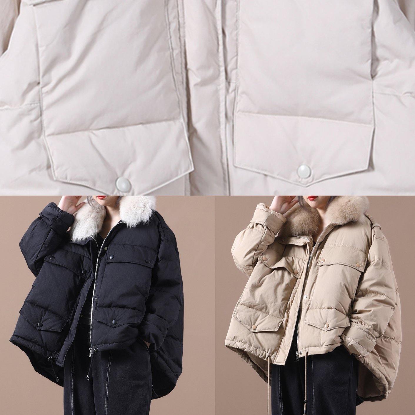 2021 plus size down jacket coats yellow faux fur collar drawstring duck down coat - SooLinen