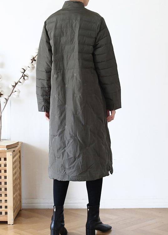 2021green down jacket woman casual stand collar women parka warm Casual winter outwear - SooLinen