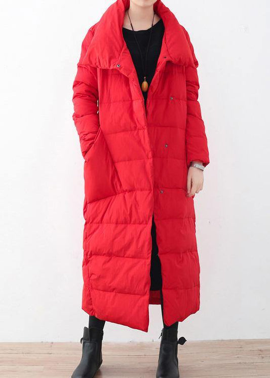 2021trendy plus size women parka v neck coats red thick warm down coat winter - SooLinen