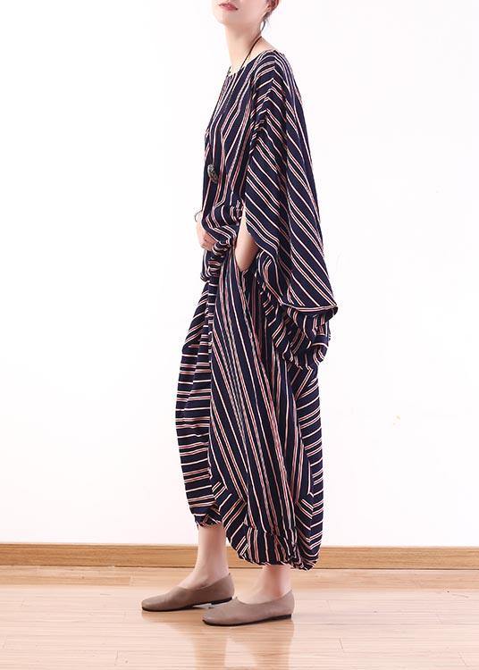 2021 New Stripe Women's Loose Size Bat Sleeve Top Lantern Pants Set in Summer - SooLinen