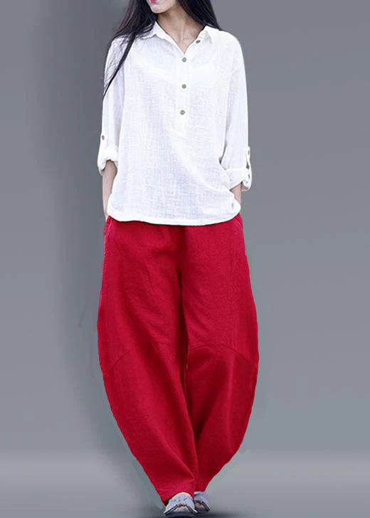 Schöne Haremshose Baumwolle Boho Work Outfits Rote lange Hose