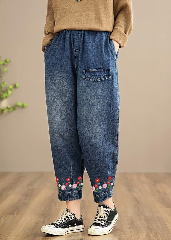 Handgemachte Frühling Casual Hose Oversize Denim Blau Fotografie Elastische Taille Hose