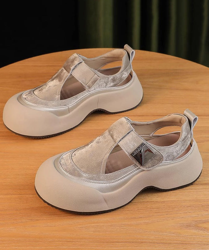2025 New Apricot Hollow Out Breathable Platform Sandals
