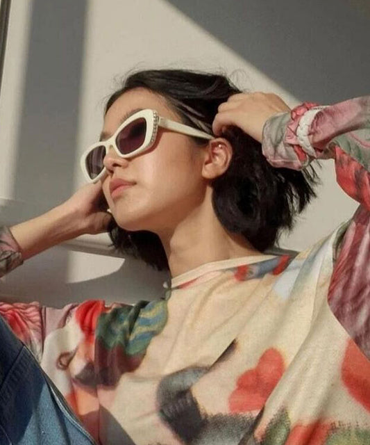 2025 New Chic White Nail Bead Sunglasses