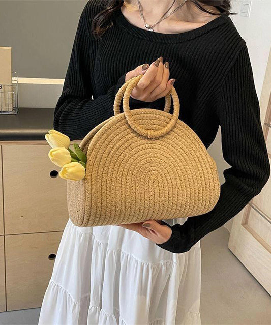 2025 New Khaki Straw Woven Versatile Tote Handbag