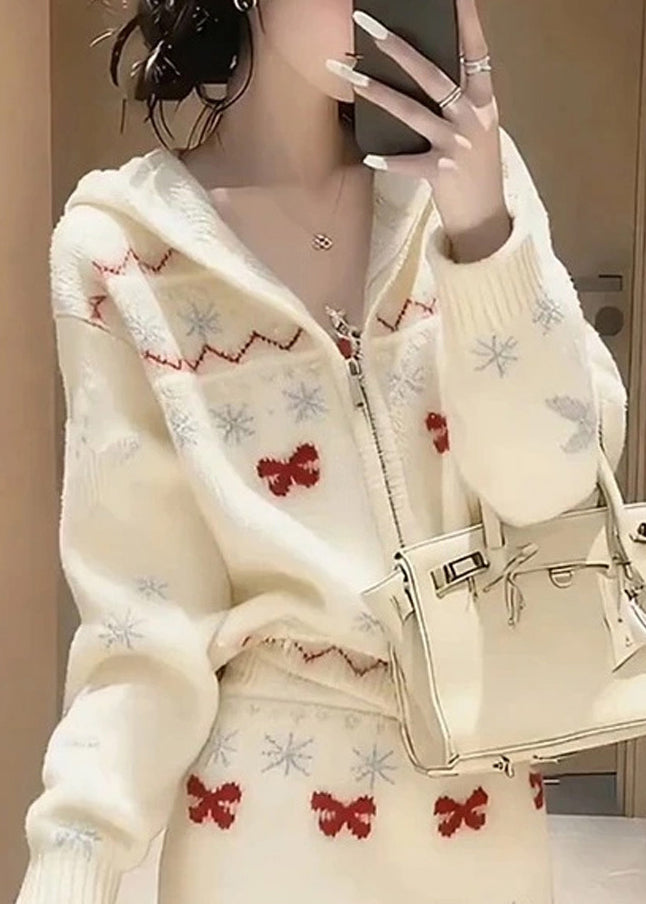 2025 Neues zweiteiliges Strickset aus Pullover und Rock für den Winter