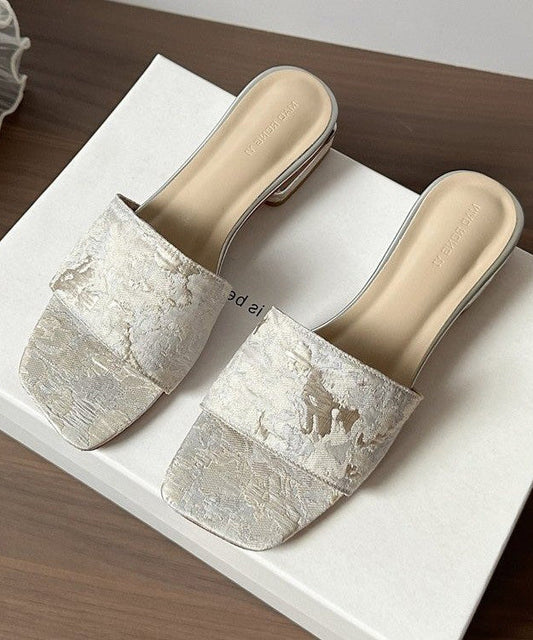 2025 Summer New Apricot Embroidery Slide Sandals Peep Toe