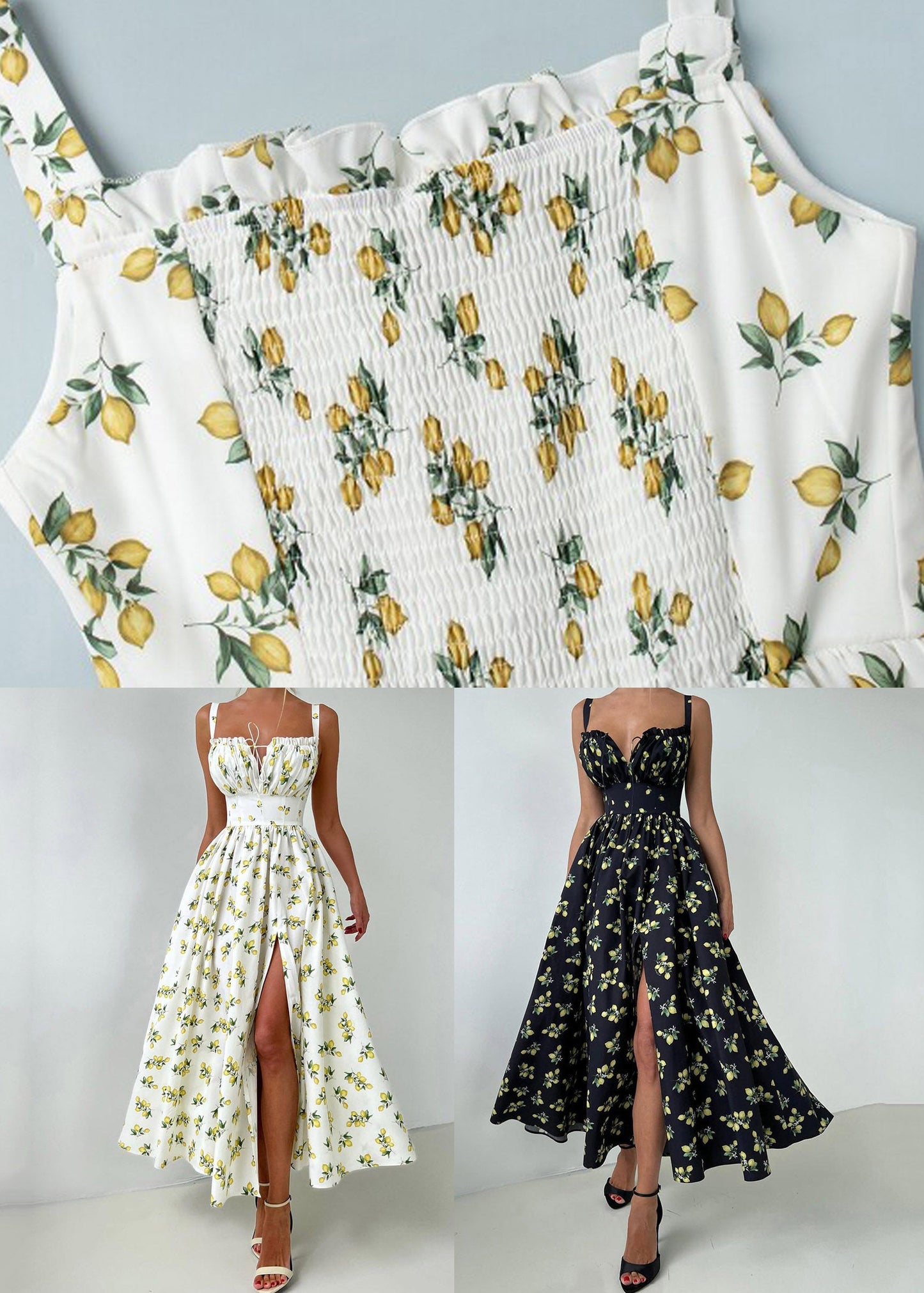2026 New Beige Print Side Open Long Spaghetti Strap Dress Sleeveless