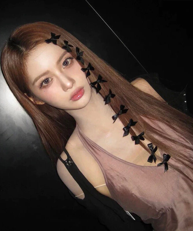 2026 New Black Cloth Bow Six Hairpin