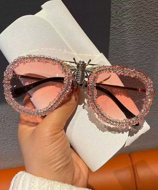 2026 Vintage Brown Light Luxury Diamond Studded Sunglasses
