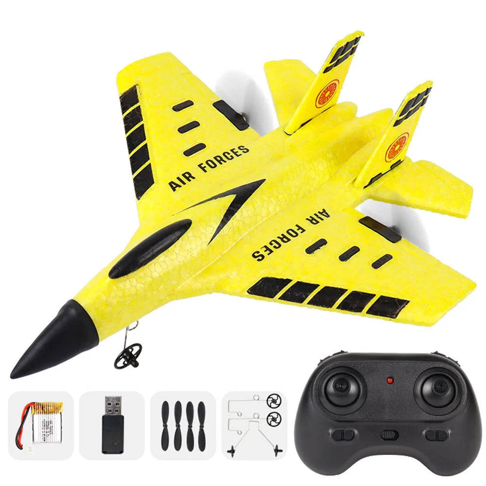 Built-in Gyro With LED Light EPP Foam RC Airplane Fighter Glider RTF for Beginners - Yellow