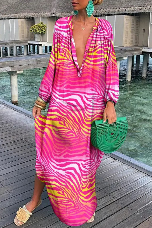 ABSTRACT BUTTON SHIRT DRESS