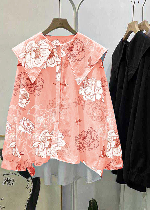 Böhmisches rotes Peter-Pan-Kragen-Knopf-asymmetrisches Design Herbst Langarm-Top