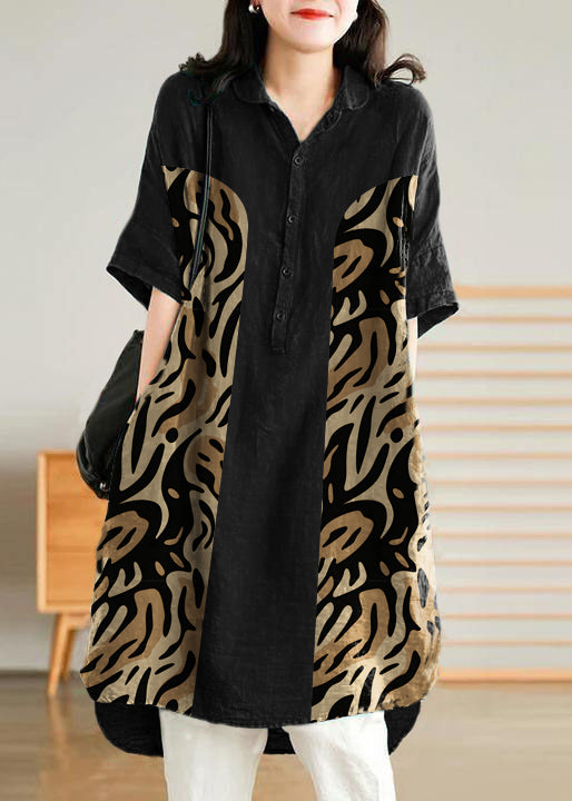 Jadegrünes Leinen-Hemdkleid für Damen