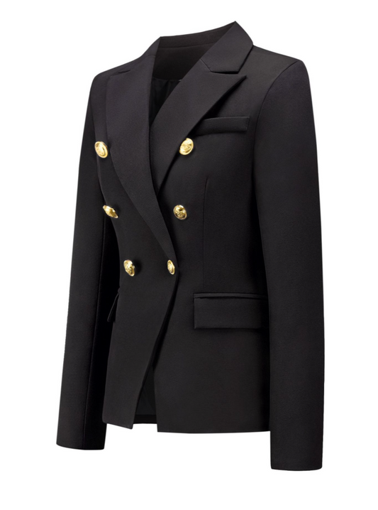 Double-breasted button-down suit jacket