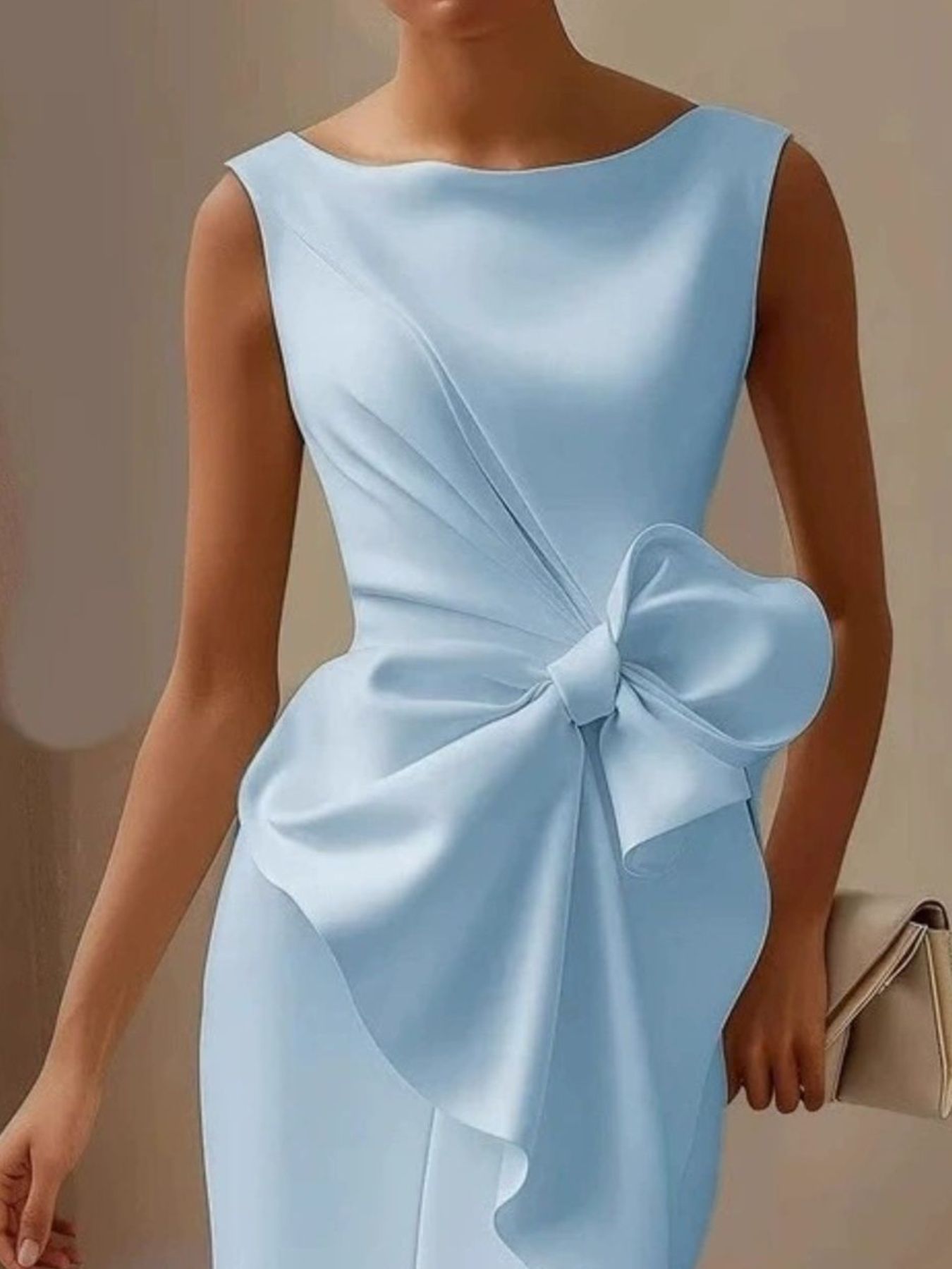 Bow Front Sleeveless Plus Size Dress
