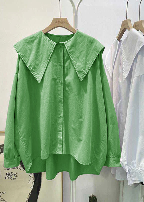 Böhmisches rotes Peter-Pan-Kragen-Knopf-asymmetrisches Design Herbst Langarm-Top