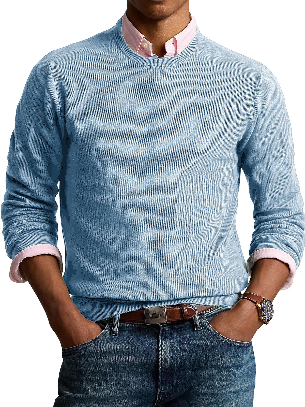 Men's Fashionable Retro Round Neck Long Sleeve Sweater