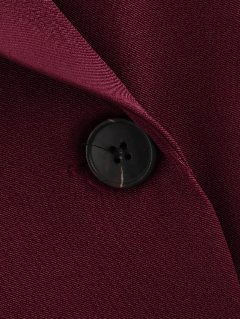 Burgundy oversized double-breasted blazer