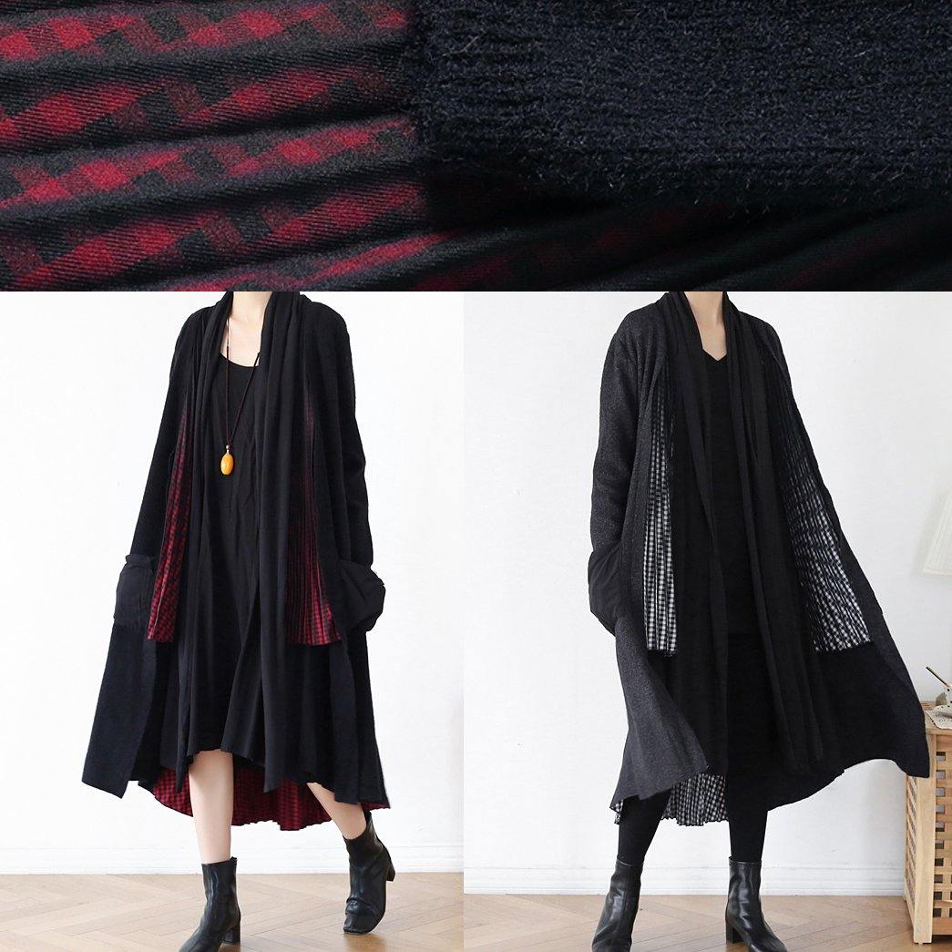 Aesthetic knit sweat tops plus size clothing red Batwing Sleeve cardigan - SooLinen