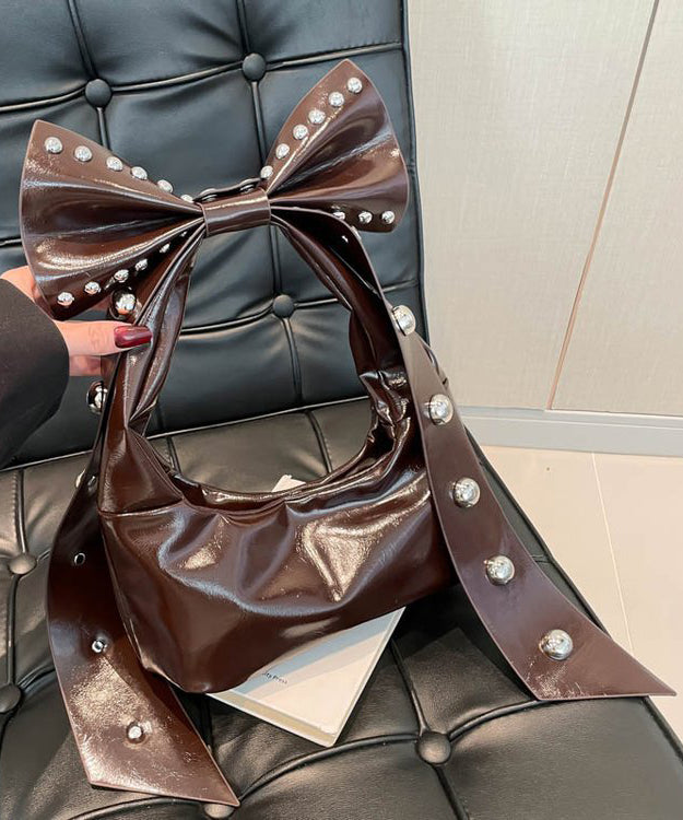 American Style Red Bow Design Rivet Hobo Bag