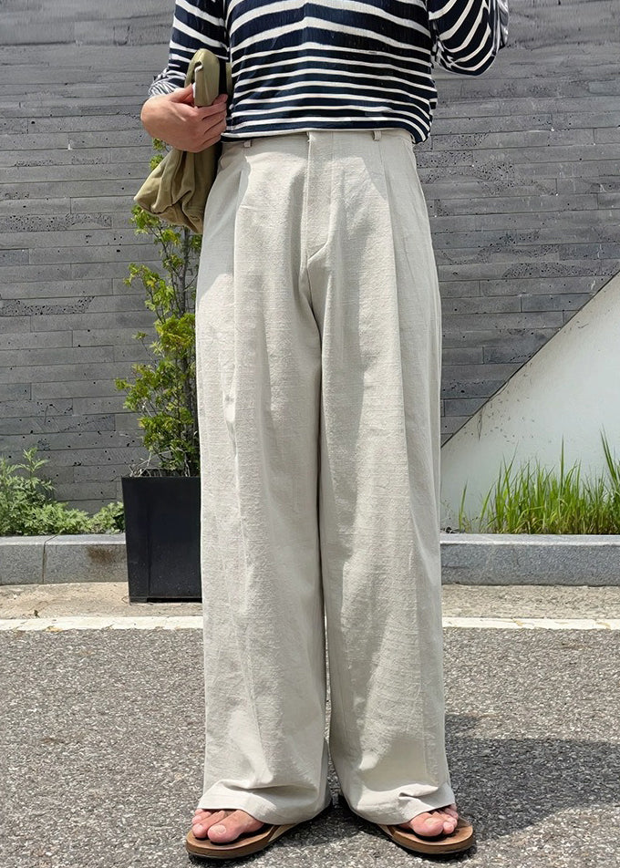 Art Apricot Pockets Solid Linen Mens Pants Summer