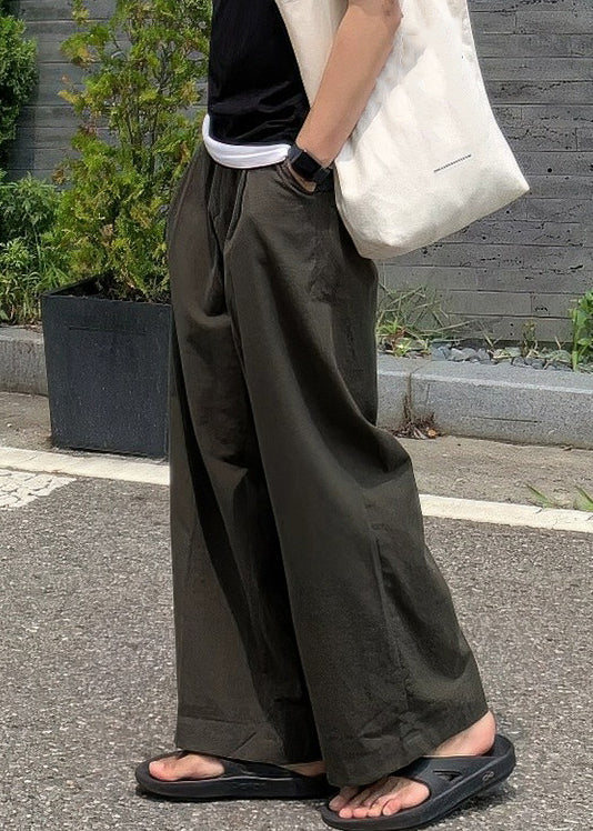 Art Apricot Pockets Solid Linen Mens Pants Summer