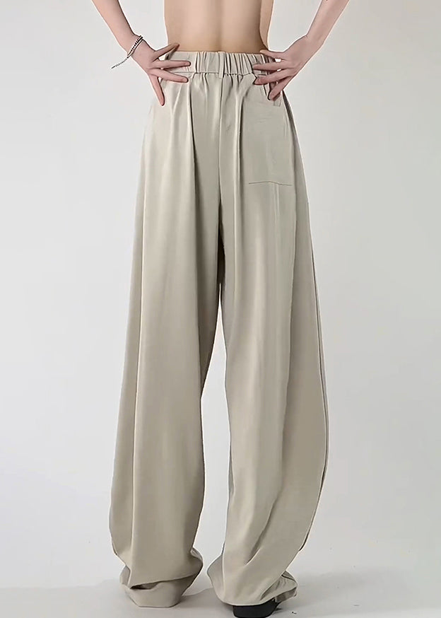 Art Beige Original Design Pockets Ice Silk Men Pants Summer
