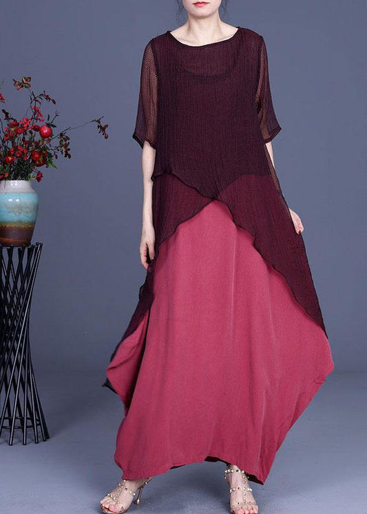 Art Black Elegant Asymmetrical O-Neck Summer Dresses Two Pieces Set - SooLinen