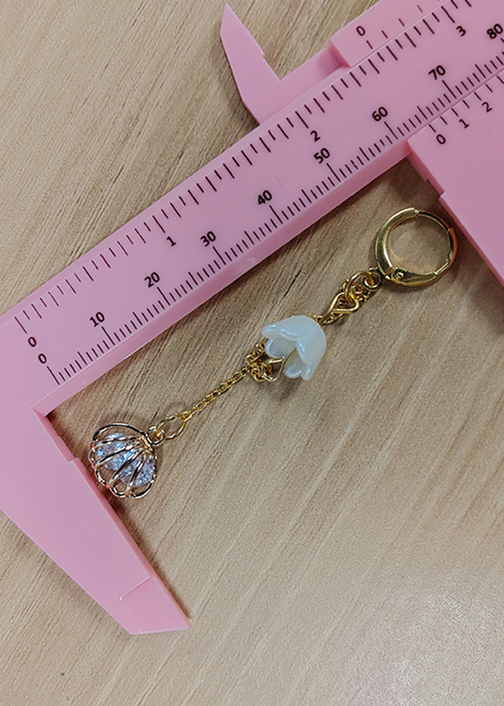 Art Bud Wrap Zirkon 14K Gold Quasten Tropfen Ohrringe