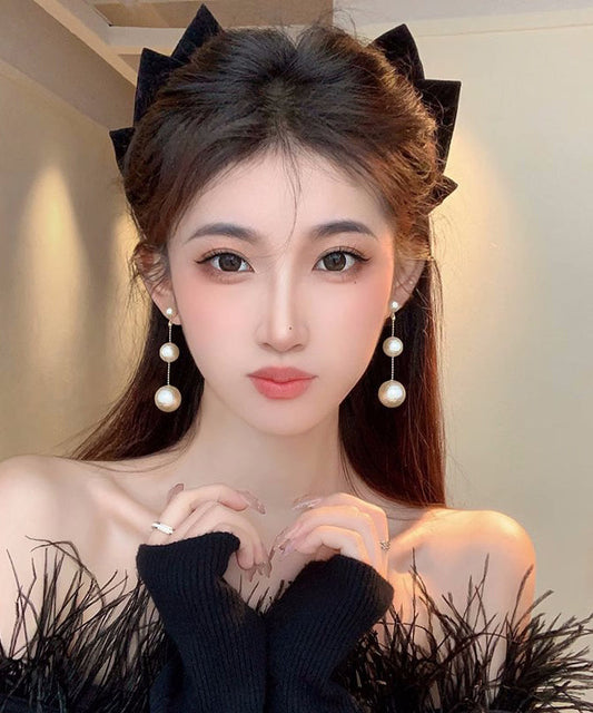 Pendientes colgantes de perlas de aleación de champán Art