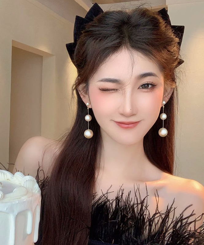 Pendientes colgantes de perlas de aleación de champán Art