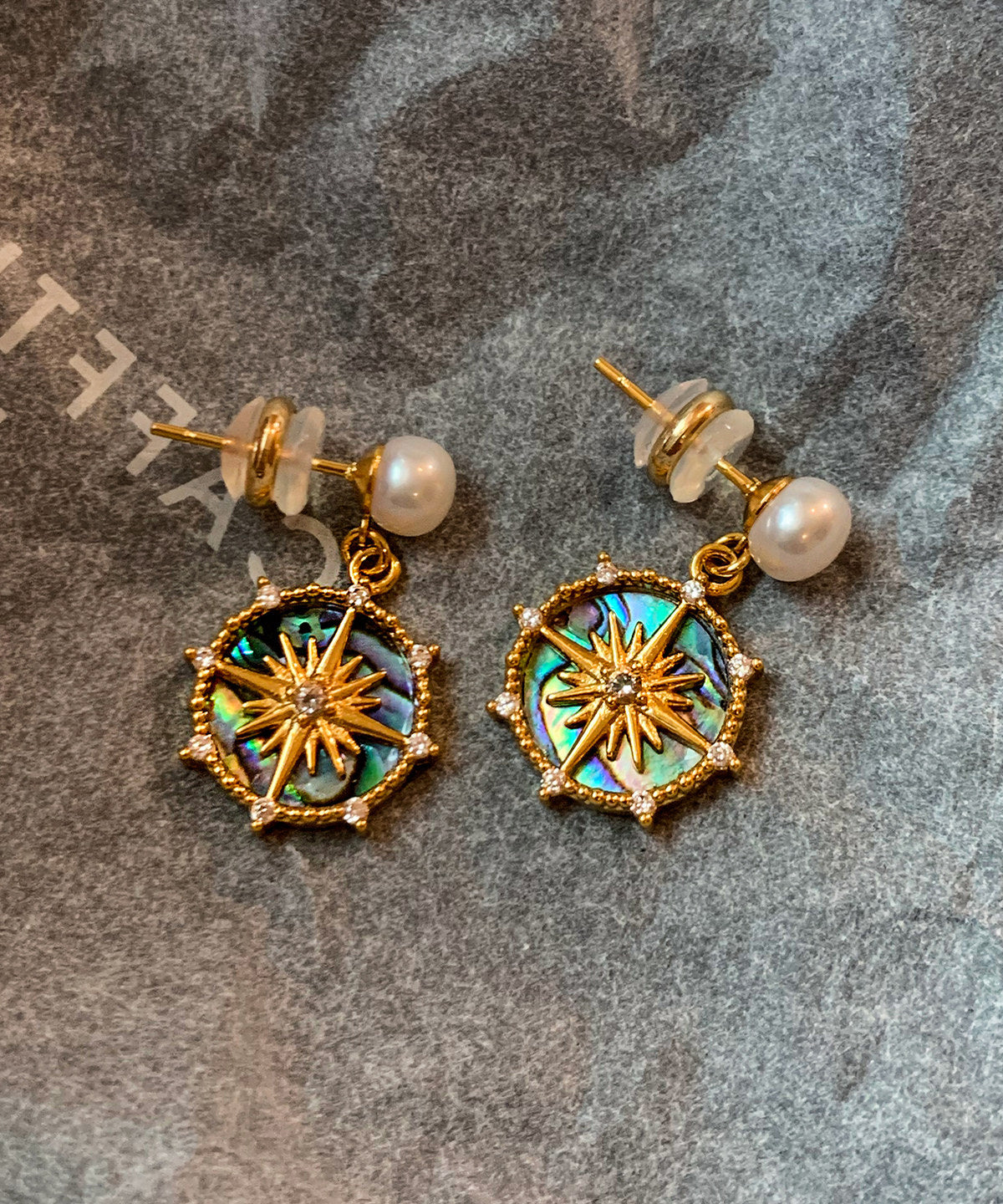 Art Gradient Blue Zircon Fine Pearl Drop Earrings