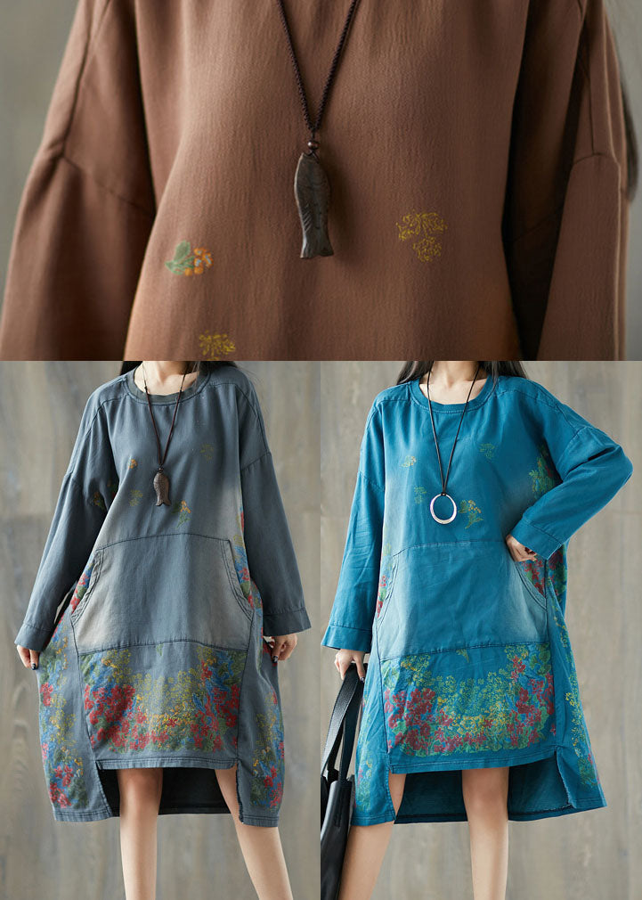 Kunst Grau O-Ausschnitt Asymmetrische Pullover Streetwear Kleider Frühling